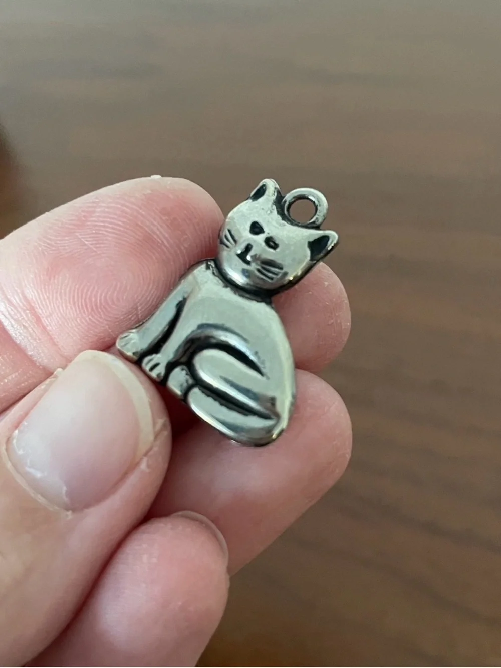 Silver Tone Cat Pendant Charm